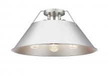  3306-3FM PW-CH - Orwell PW 3 Light Flush Mount in Pewter with Chrome shade